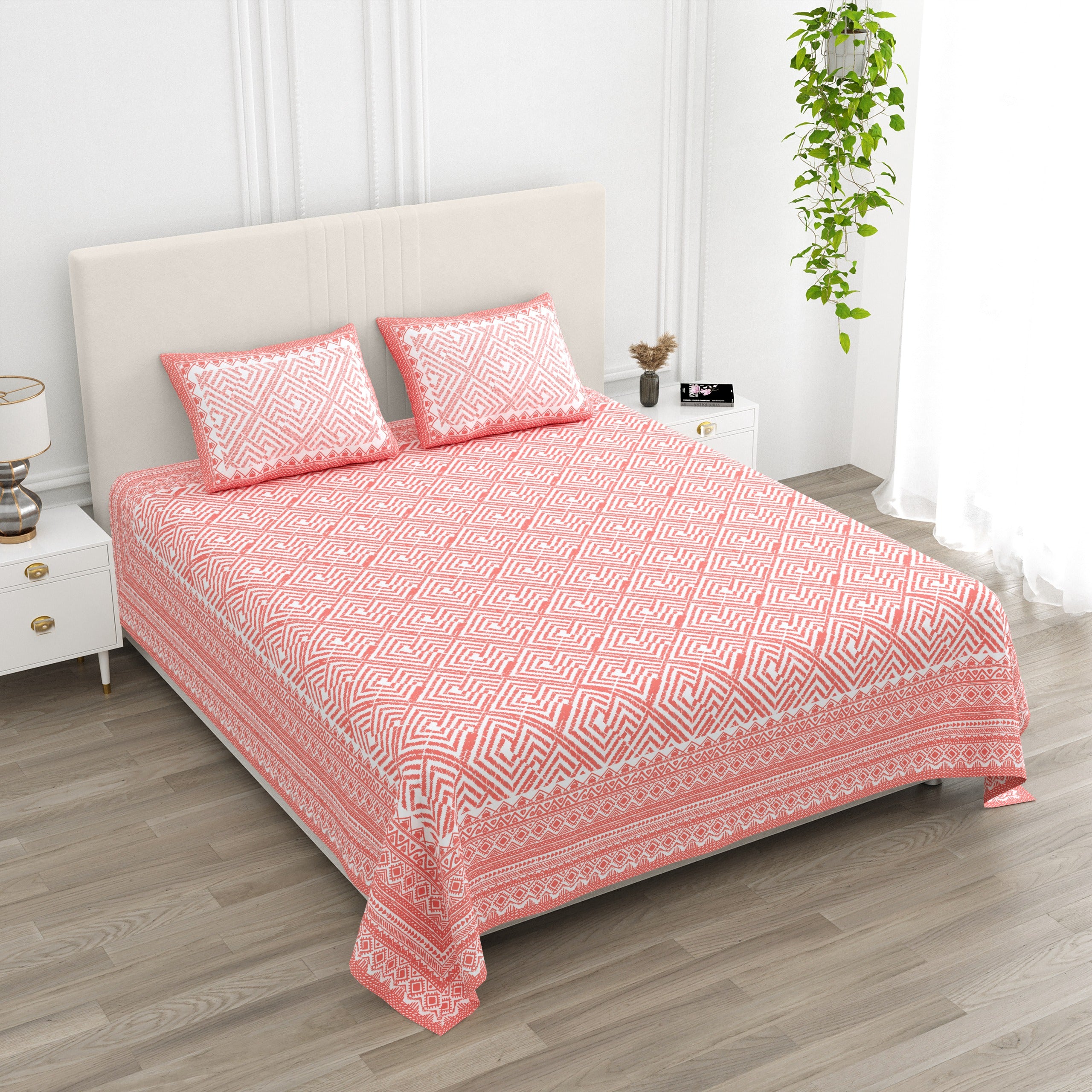 Pure cotton super king size bedsheet 108x108 inches/9x9 feet with 2 pillow covers