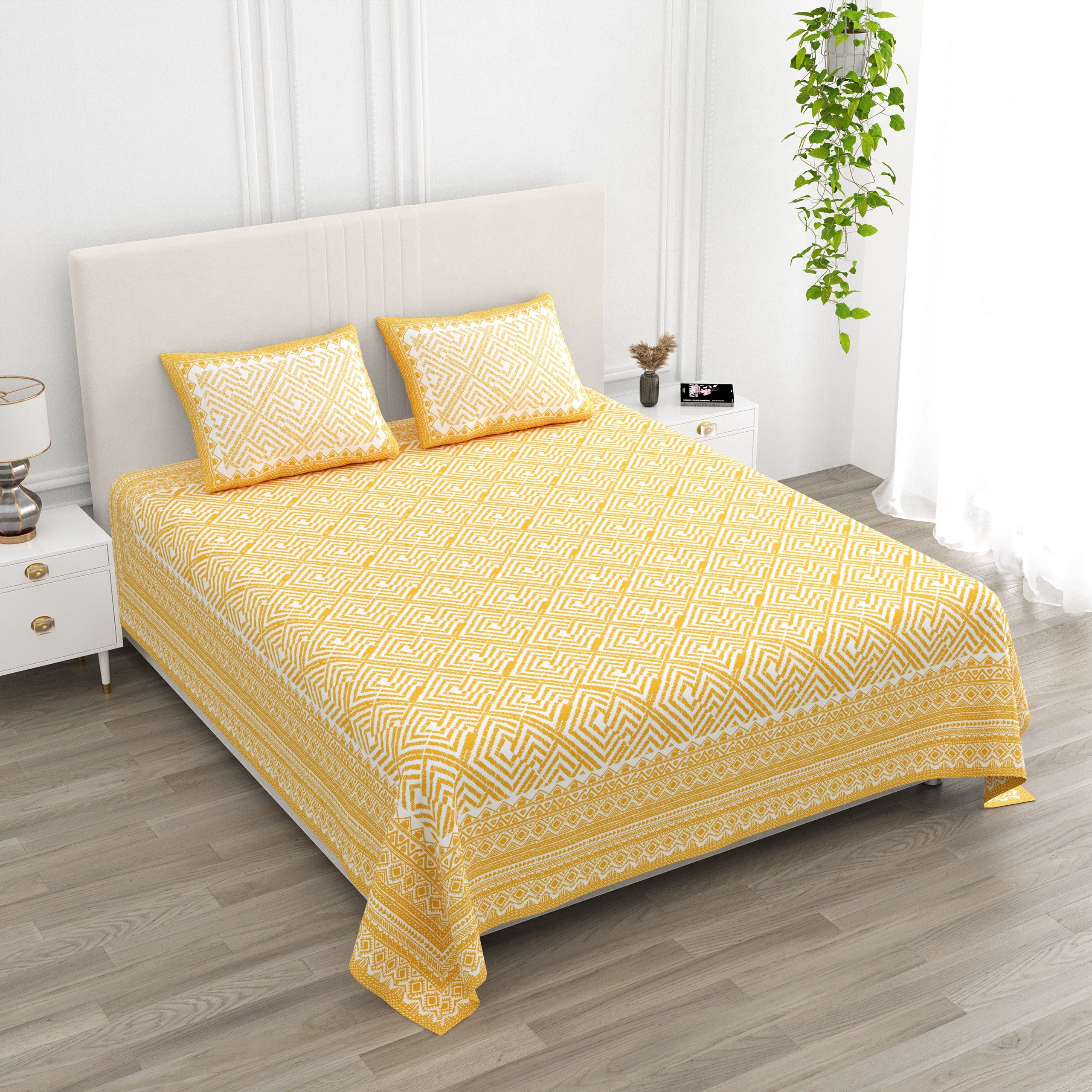 Pure cotton super king size bedsheet 108x108 inches/9x9 feet with 2 pillow covers