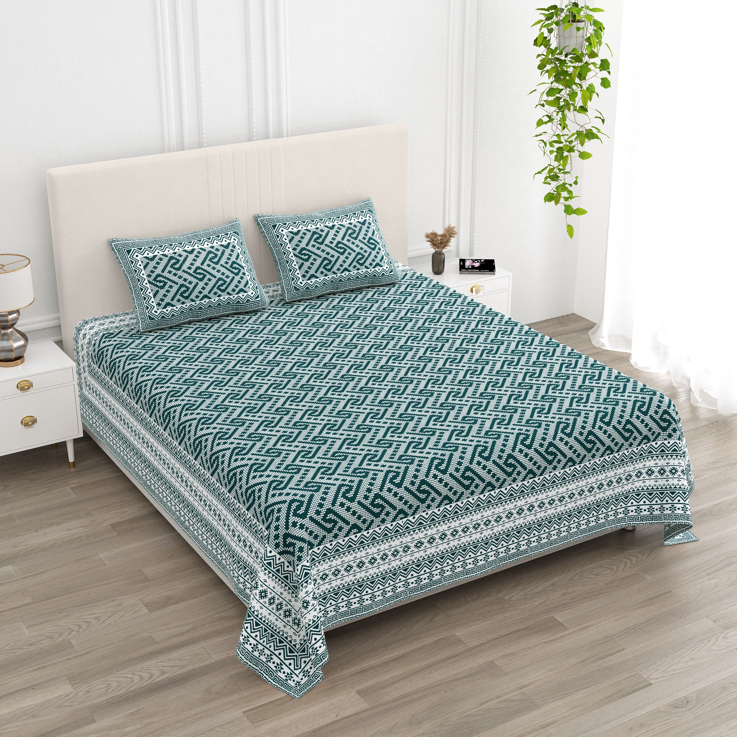 Pure cotton super king size bedsheet 108x108 inches/9x9 feet with 2 pillow covers