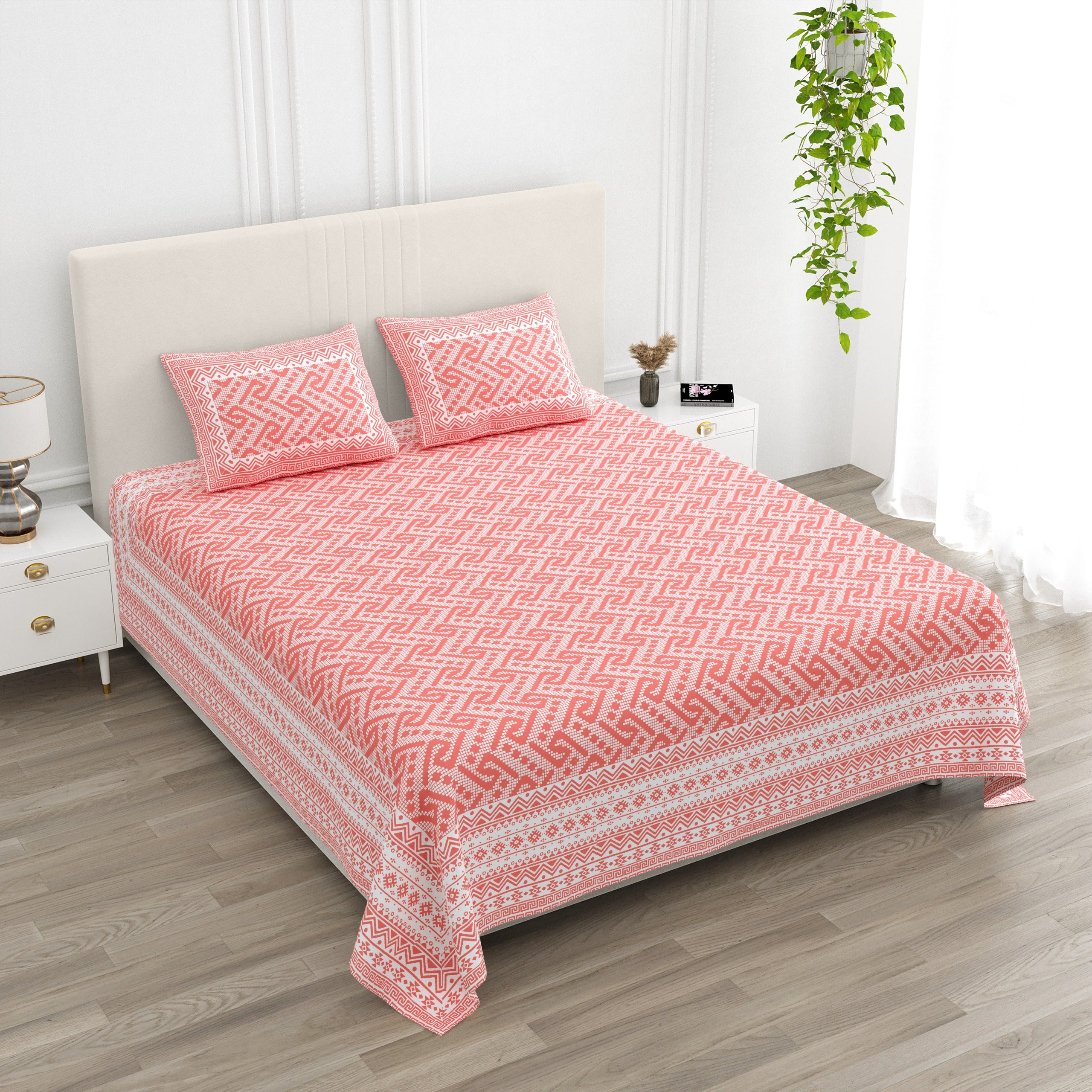 Pure cotton super king size bedsheet 108x108 inches/9x9 feet with 2 pillow covers