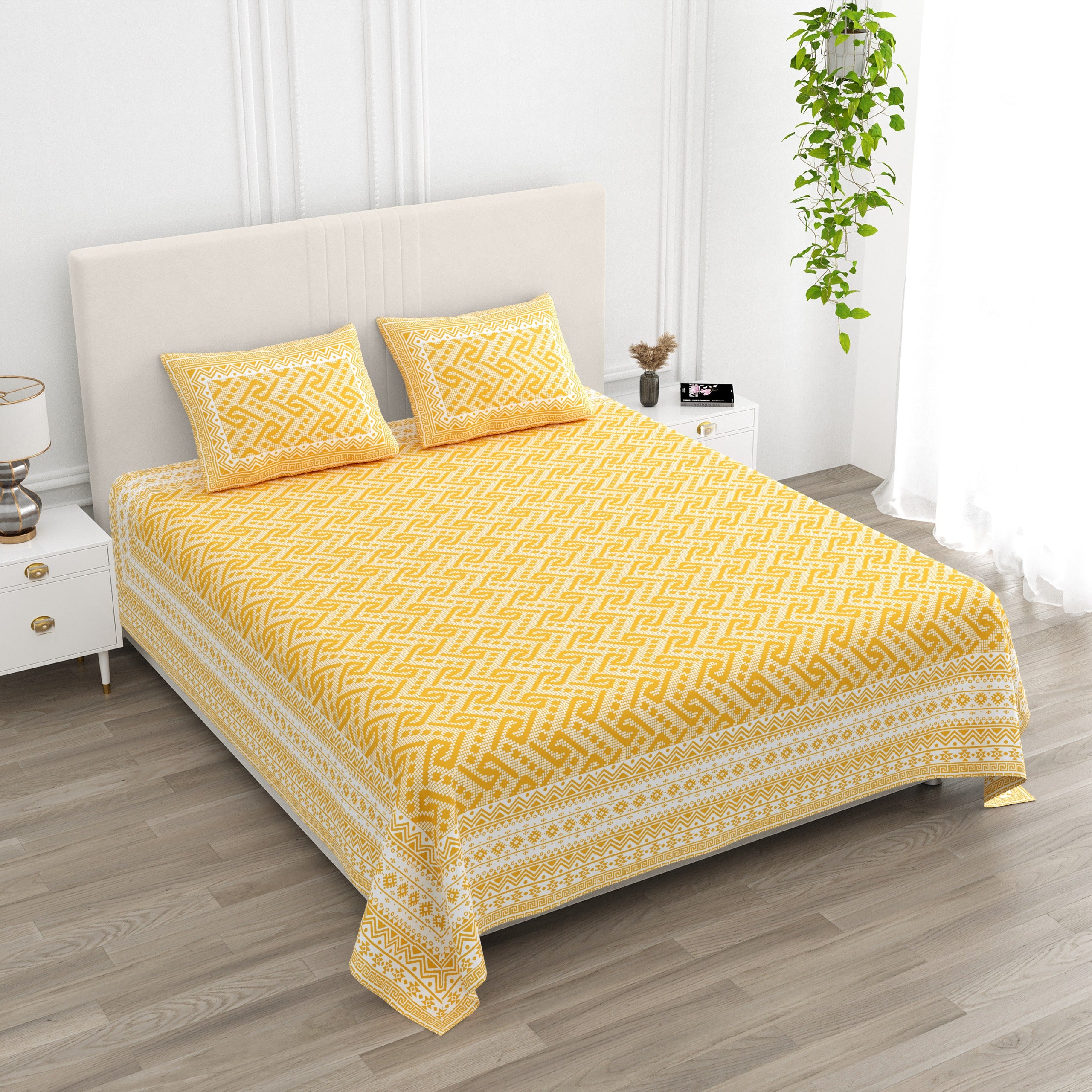 Pure cotton super king size bedsheet 108x108 inches/9x9 feet with 2 pillow covers