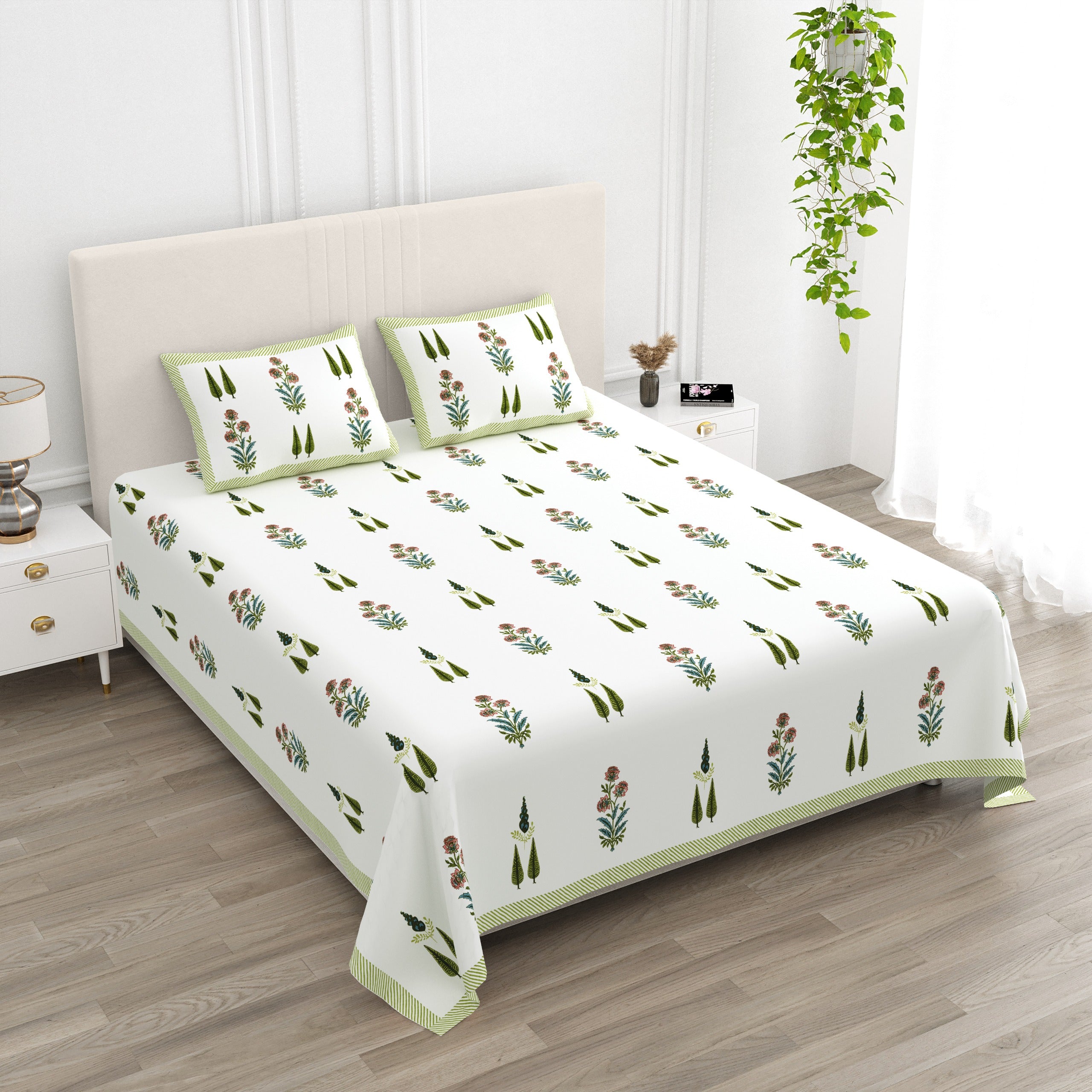 Pure cotton super king size bedsheet 108x108 inches/9x9 feet with 2 pillow covers