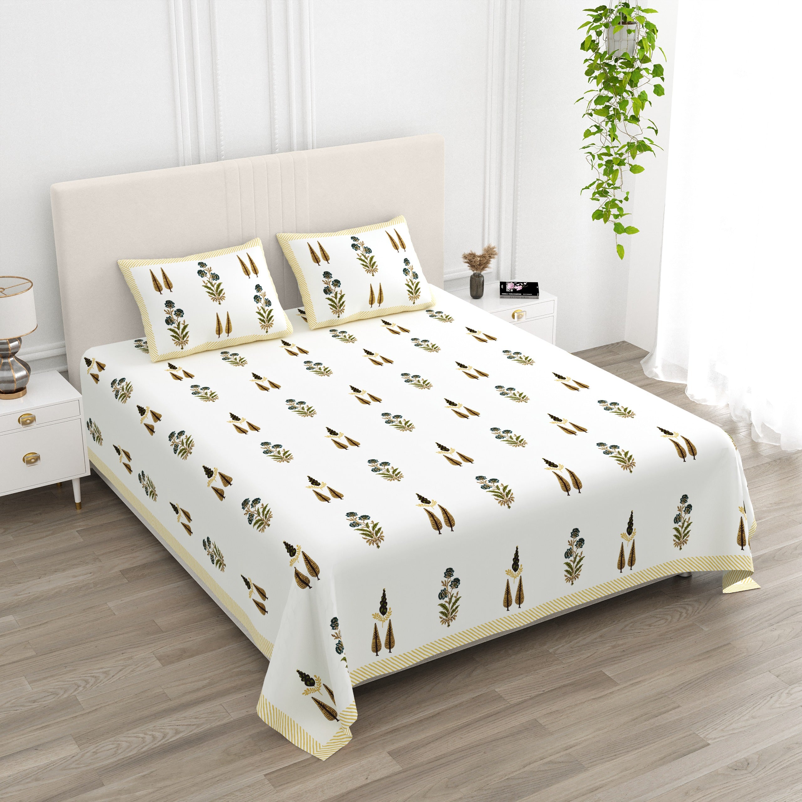 Pure cotton super king size bedsheet 108x108 inches/9x9 feet with 2 pillow covers