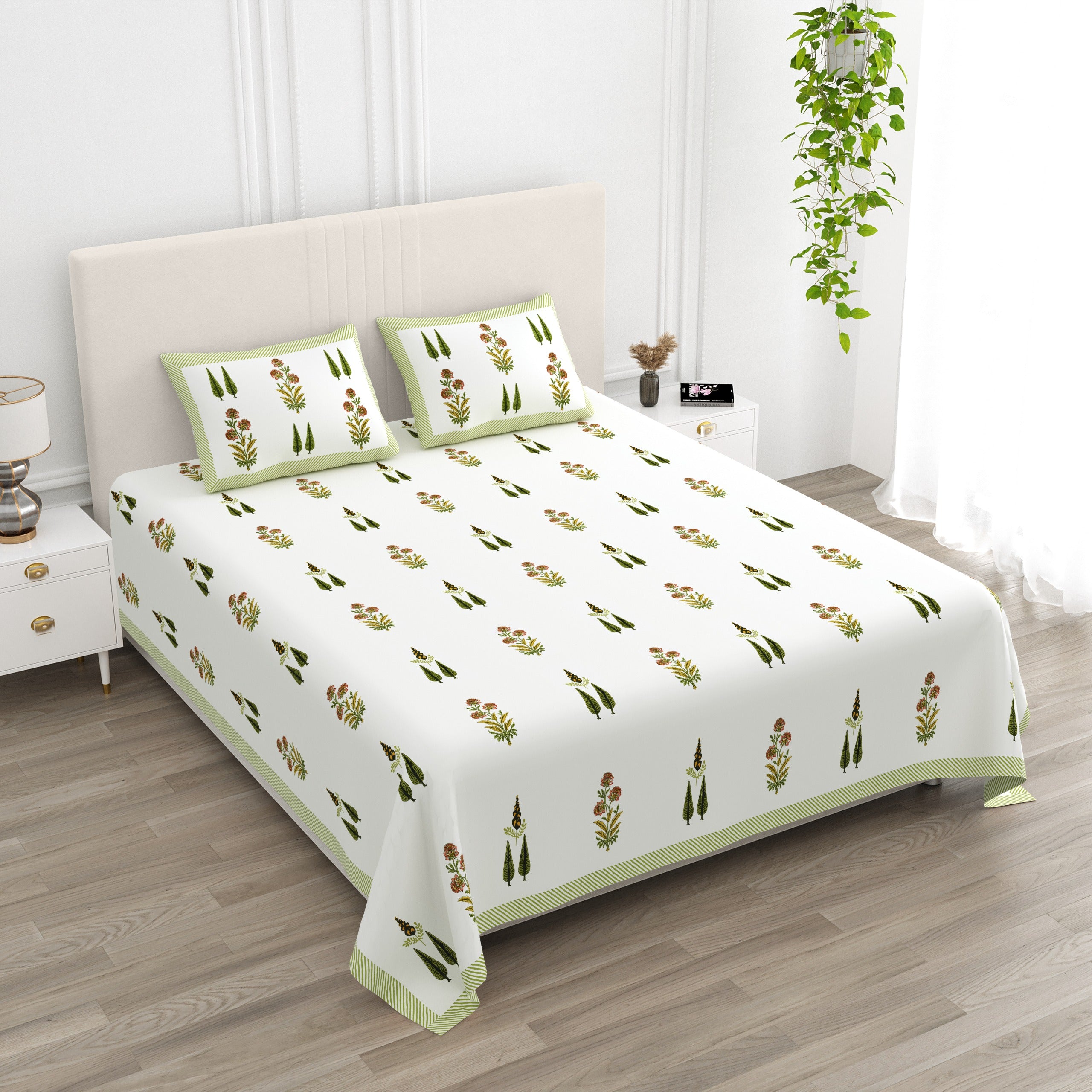 Pure cotton super king size bedsheet 108x108 inches/9x9 feet with 2 pillow covers