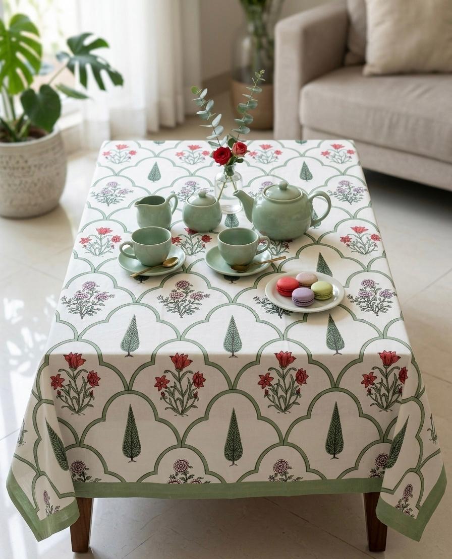 Pure cotton hand-block printed center table/ 4 seater dining table(40x60 inches)
