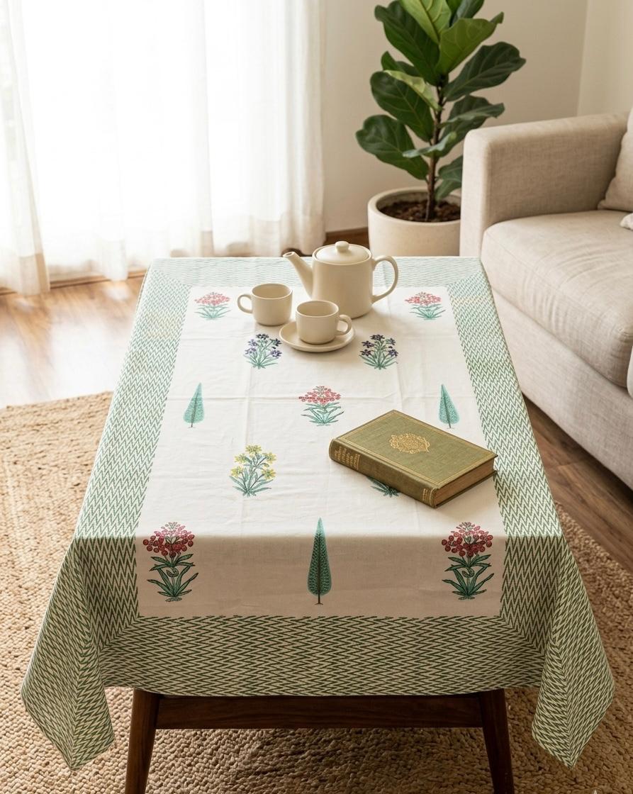 Pure cotton hand-block printed center table/ 4 seater dining table(40x60 inches)