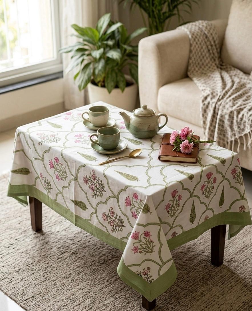 Pure cotton hand-block printed center table/ 4 seater dining table(40x60 inches)
