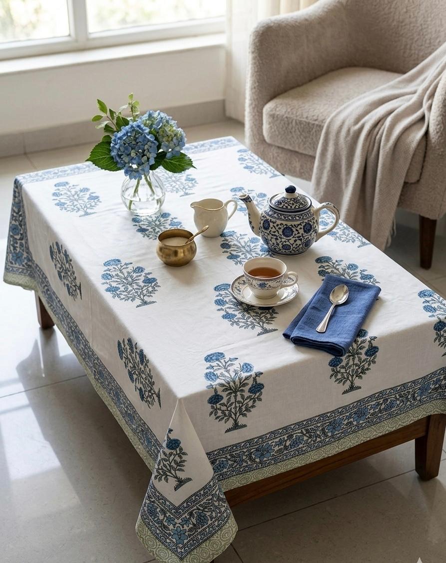 Pure cotton hand-block printed center table/ 4 seater dining table(40x60 inches)