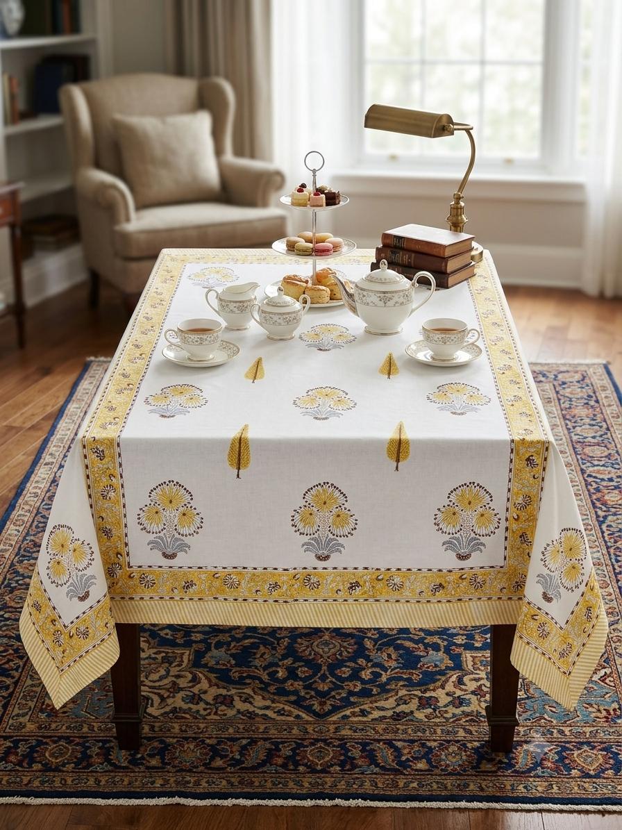 Pure cotton hand-block printed center table/ 4 seater dining table(40x60 inches)