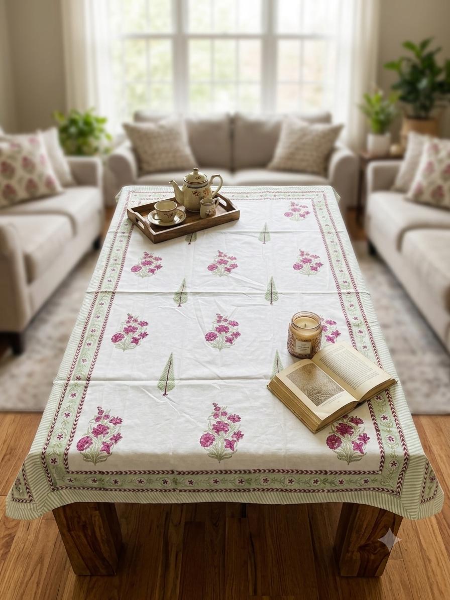 Pure cotton hand-block printed center table/ 4 seater dining table(40x60 inches)