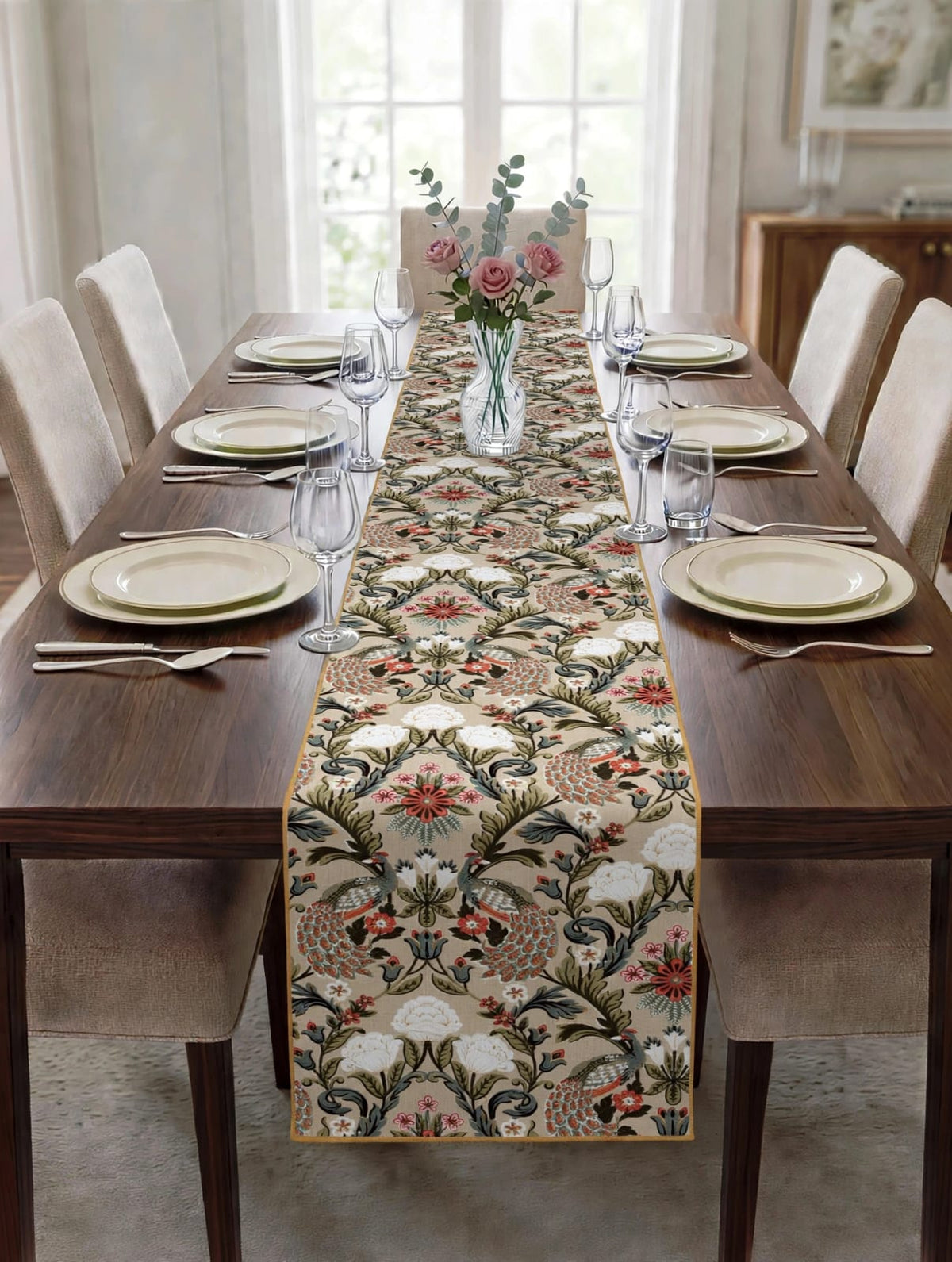 Pure cotton screen printed runners for 6 seater dining tables