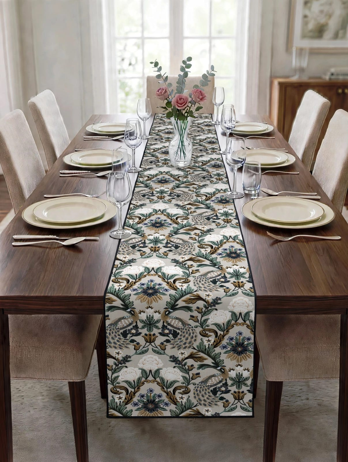 Pure cotton screen printed runners for 6 seater dining tables