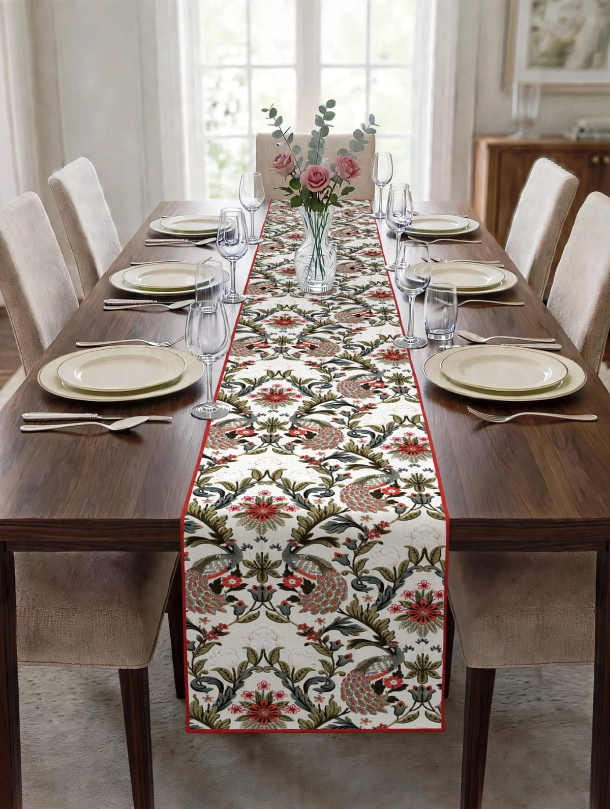 Pure cotton screen printed runners for 6 seater dining tables