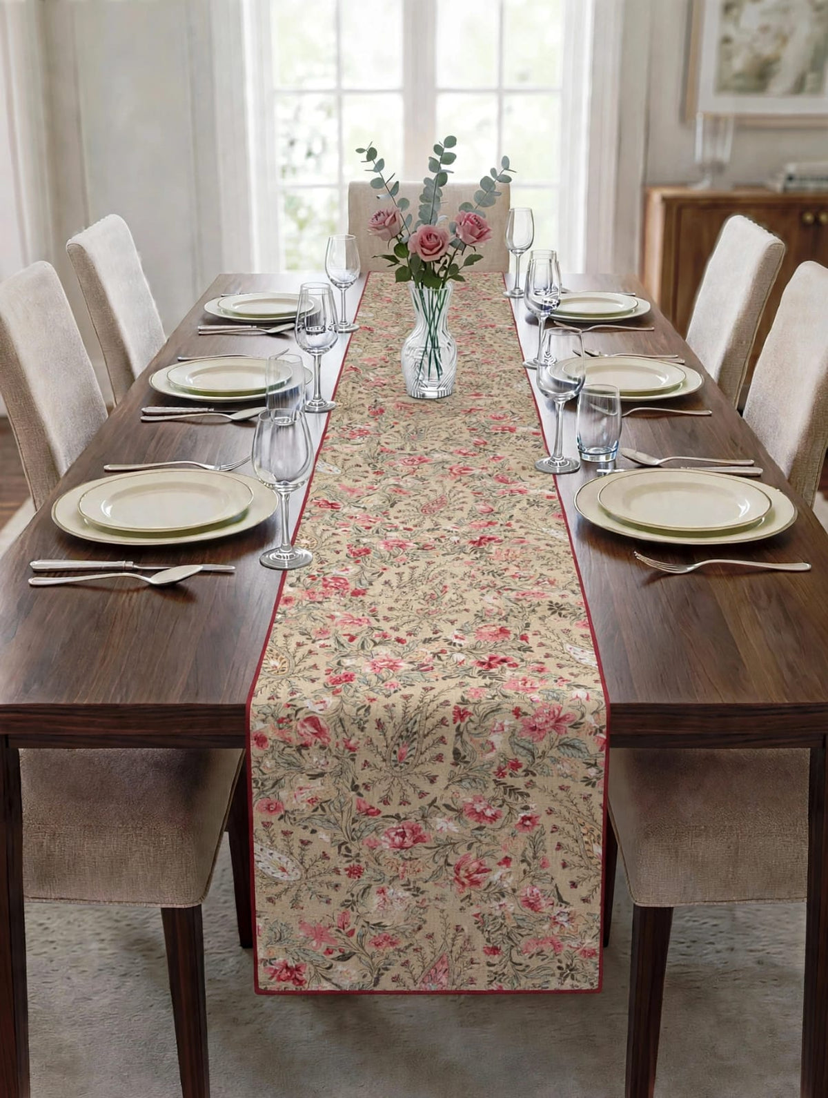 Pure cotton screen printed runners for 6 seater dining tables