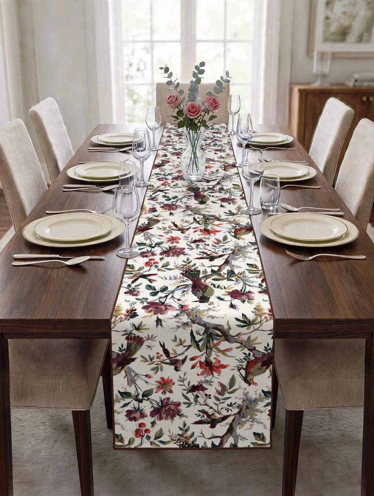 Pure cotton screen printed runners for 6 seater dining tables