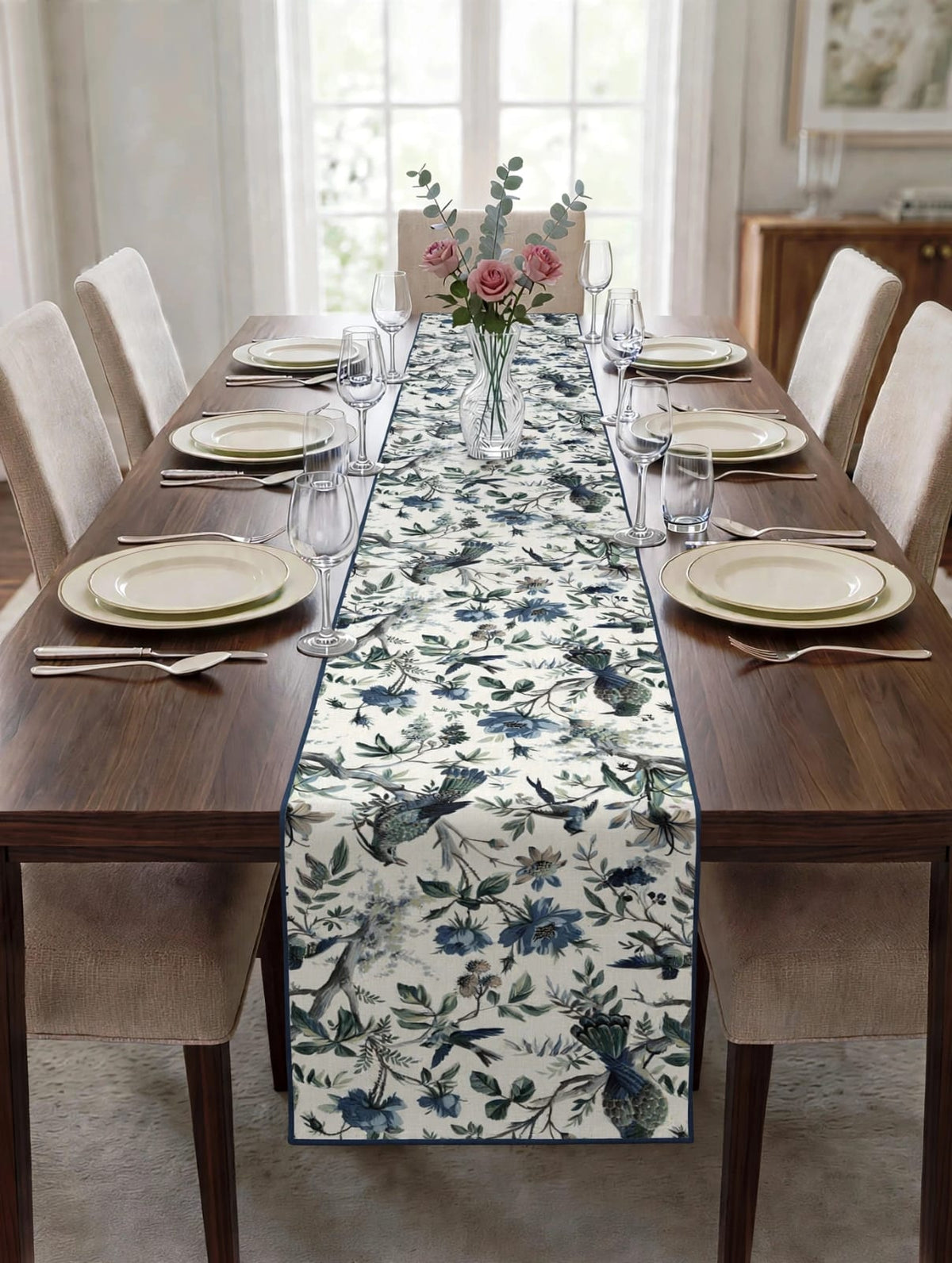 Pure cotton screen printed runners for 6 seater dining tables