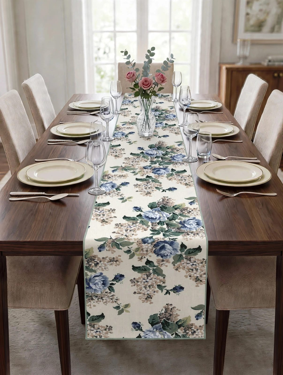 Pure cotton screen printed runners for 6 seater dining tables