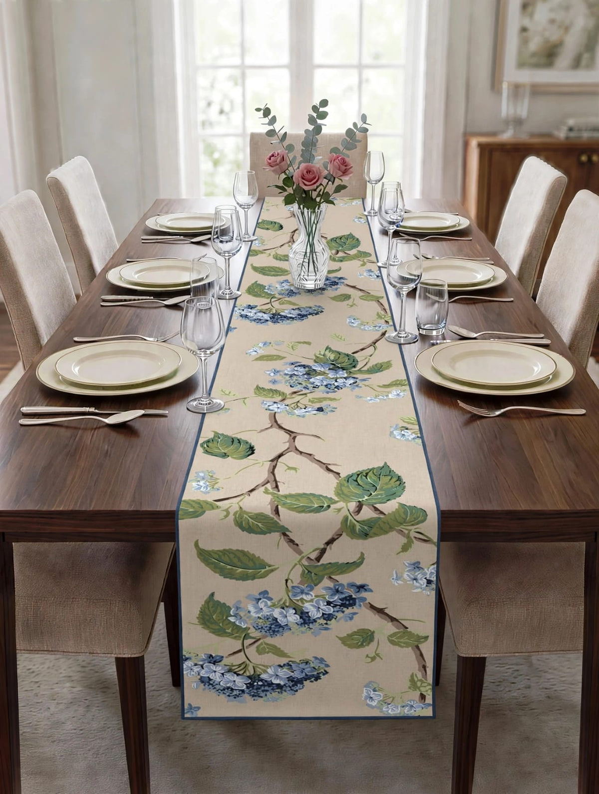 Pure cotton screen printed runners for 6 seater dining tables