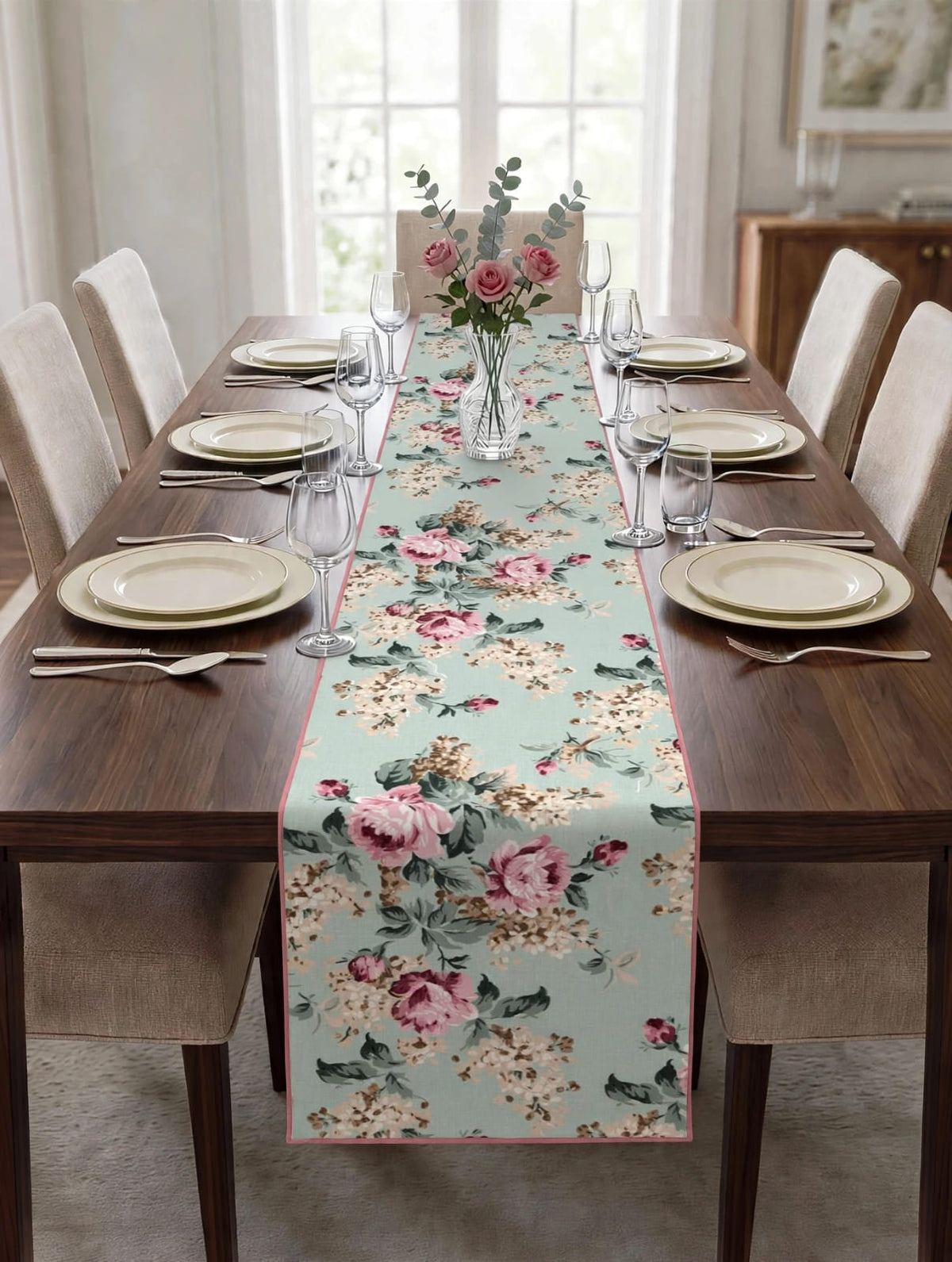 Pure cotton screen printed runners for 6 seater dining tables