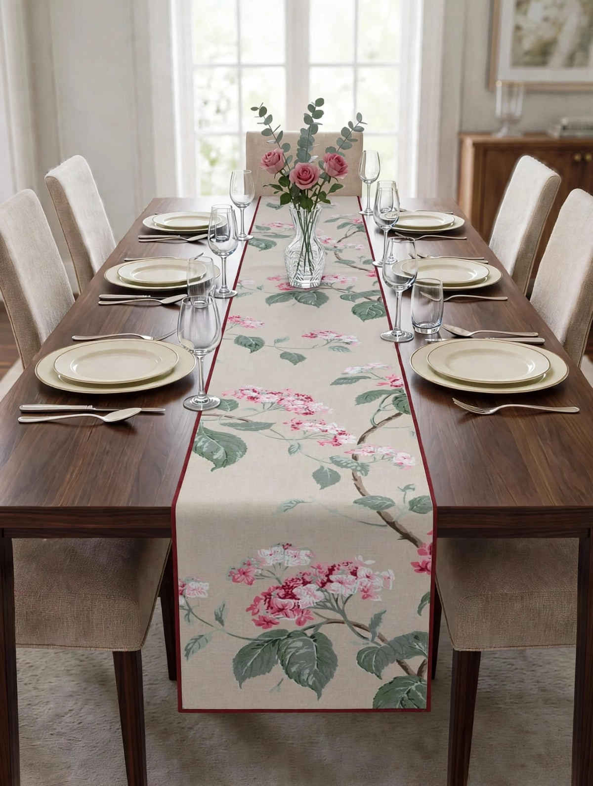Pure cotton screen printed runners for 6 seater dining tables