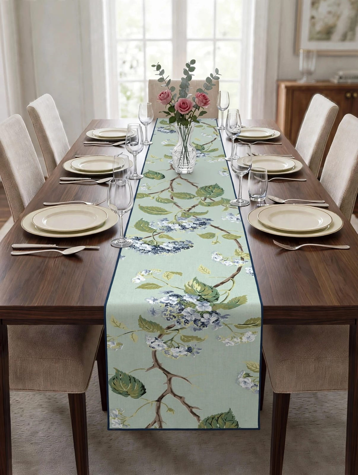 Pure cotton screen printed runners for 6 seater dining tables