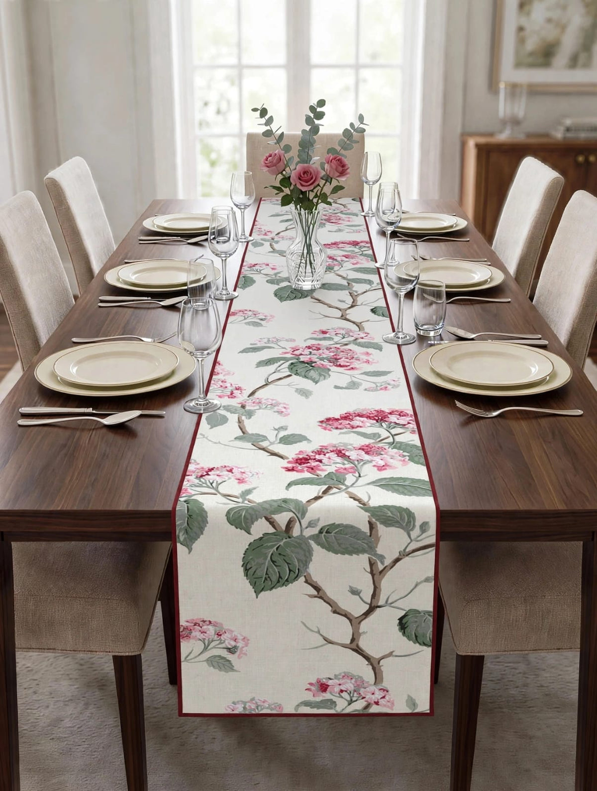 Pure cotton screen printed runners for 6 seater dining tables