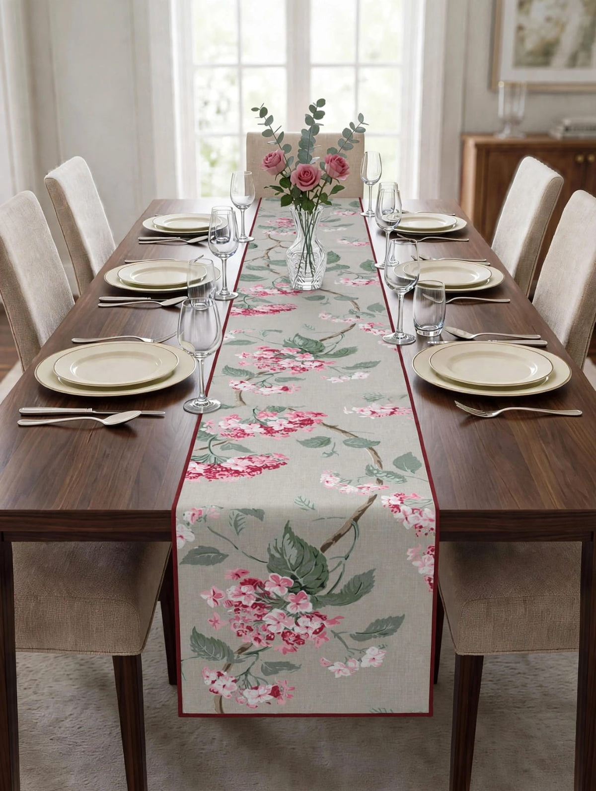 Pure cotton screen printed runners for 6 seater dining tables
