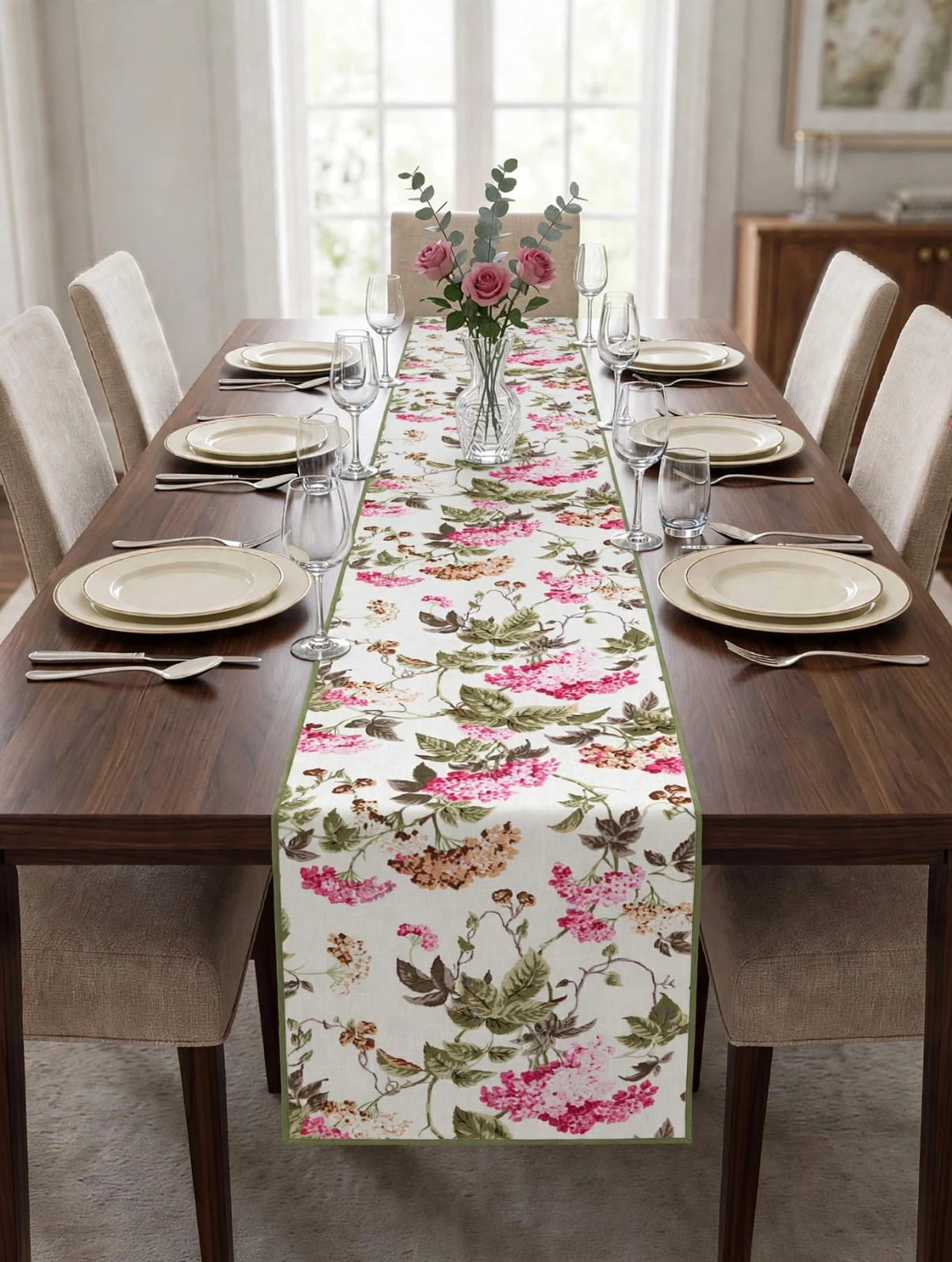 Pure cotton screen printed runners for 6 seater dining tables