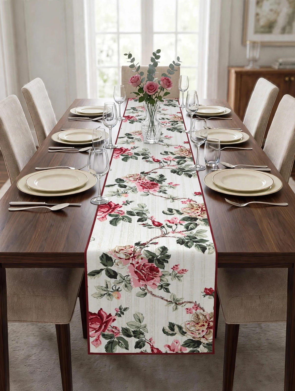 Pure cotton screen printed runners for 6 seater dining tables