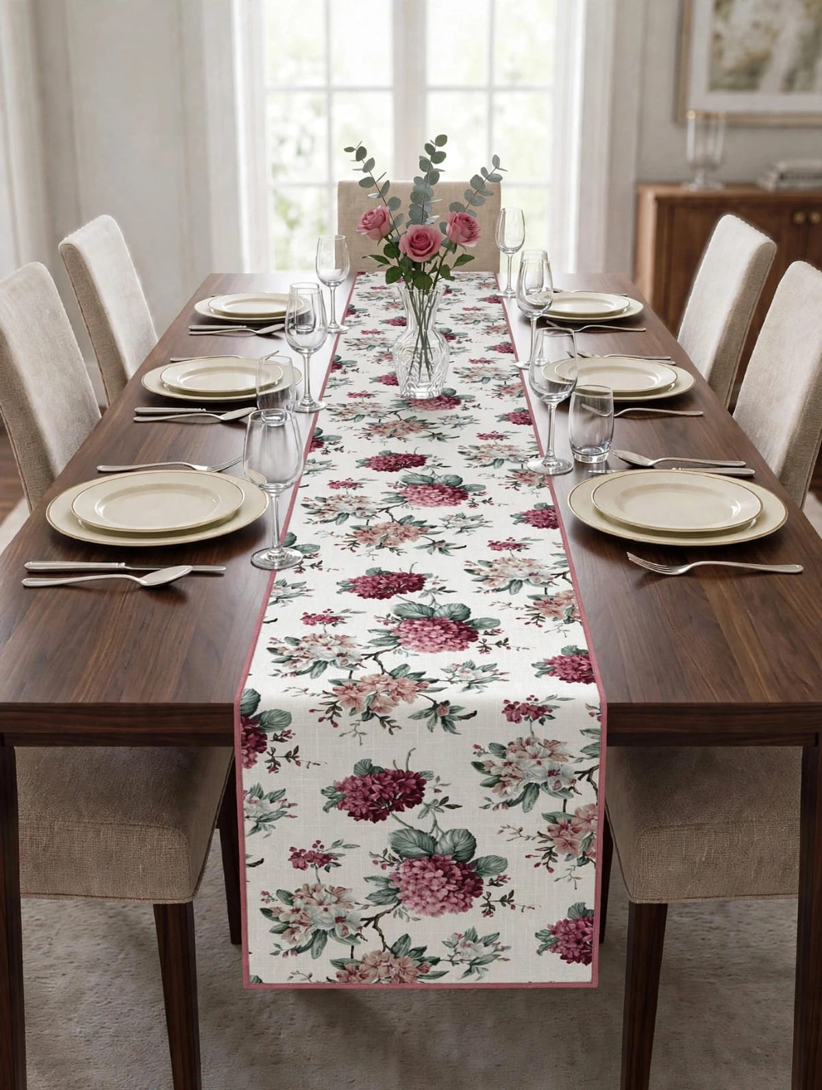 Pure cotton screen printed runners for 6 seater dining tables