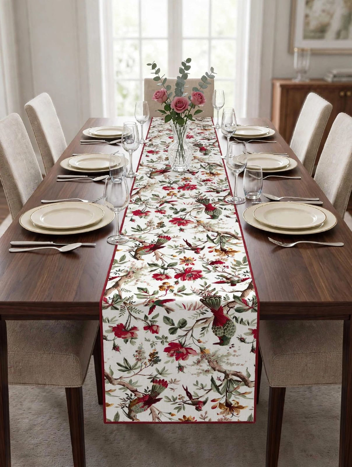 Pure cotton screen printed runners for 6 seater dining tables