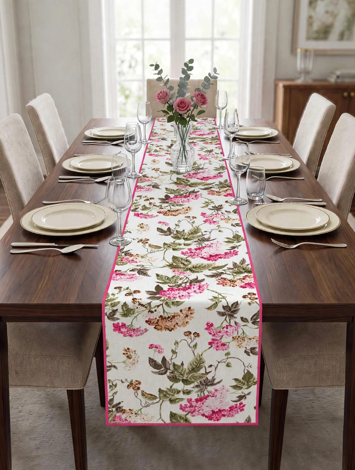 Pure cotton screen printed runners for 6 seater dining tables