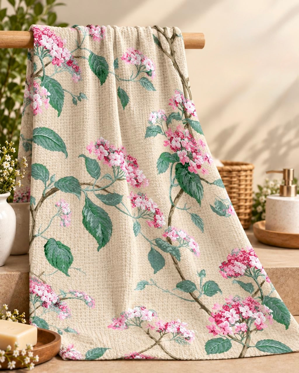 Pure cotton waffle textured bath towels (30x60 inches)