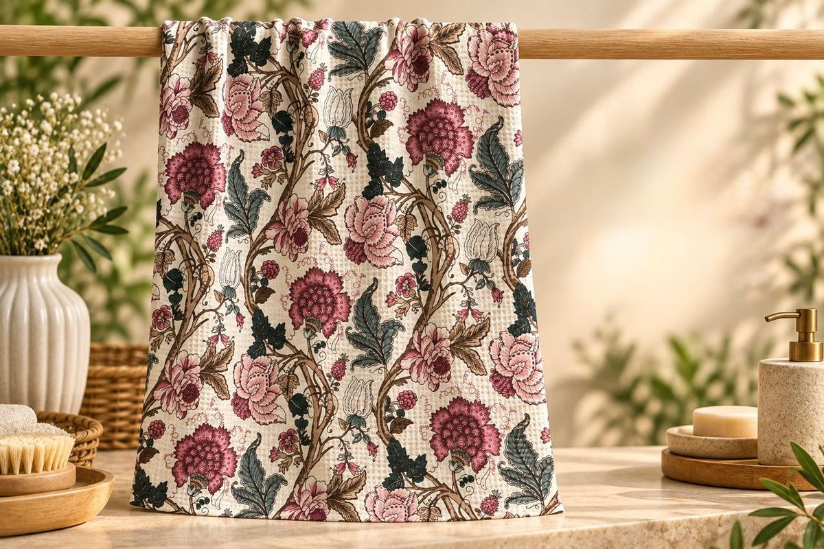 Pure cotton waffle textured bath towels (30x60 inches)