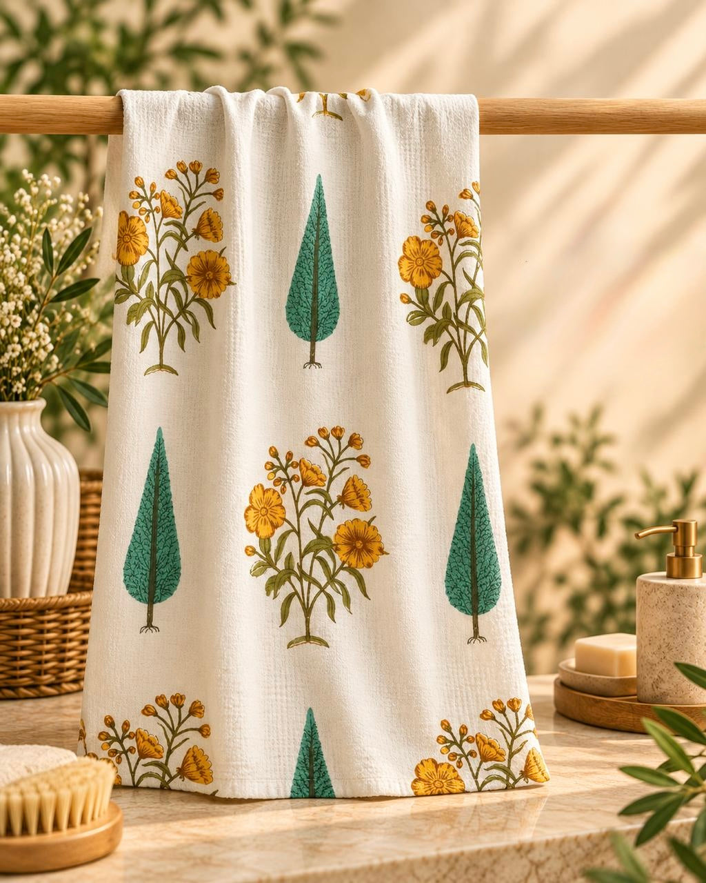 Pure cotton waffle textured bath towels (30x60 inches)