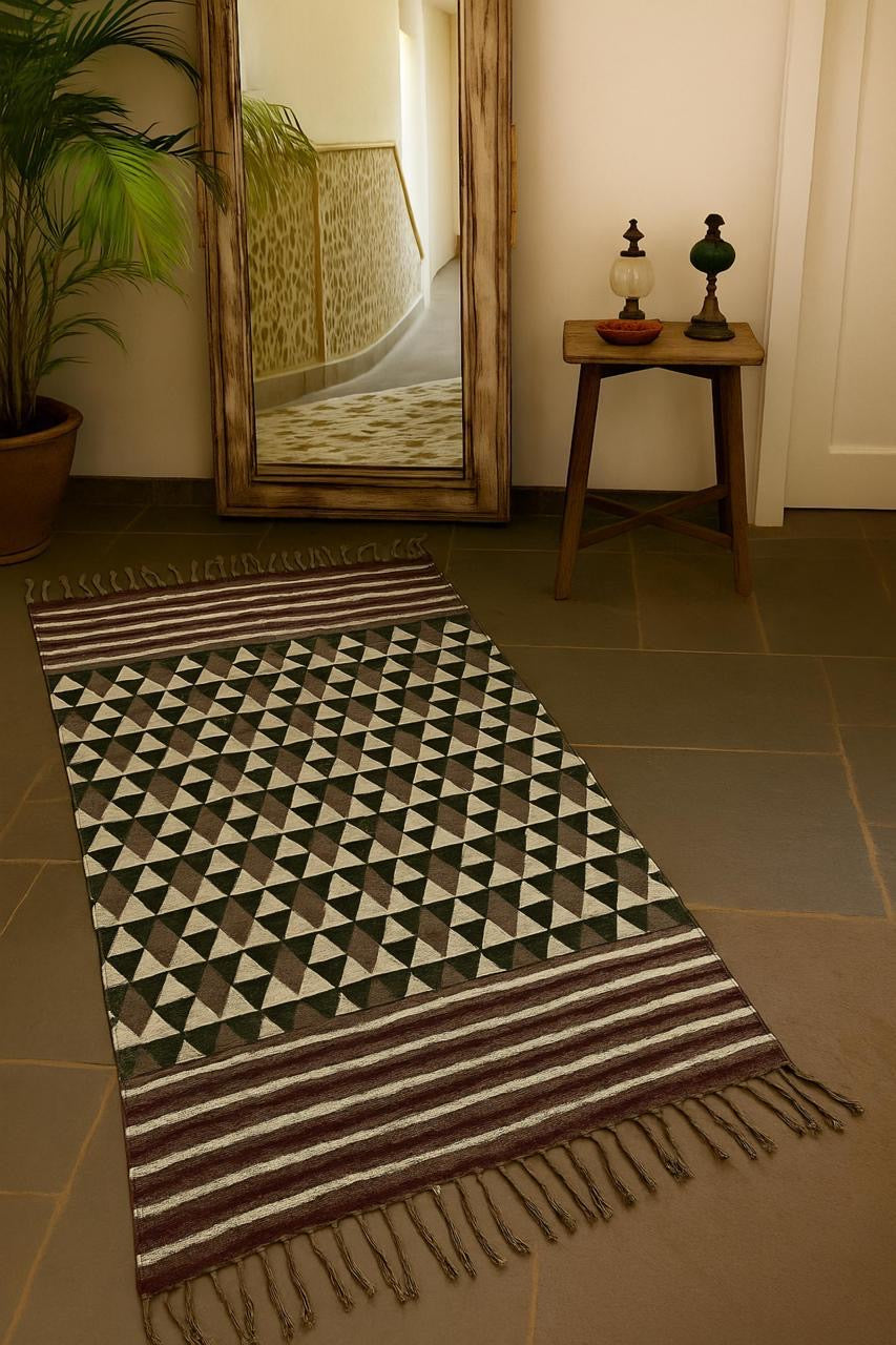 Handmade hand-block printed rugs (3x5 feet)