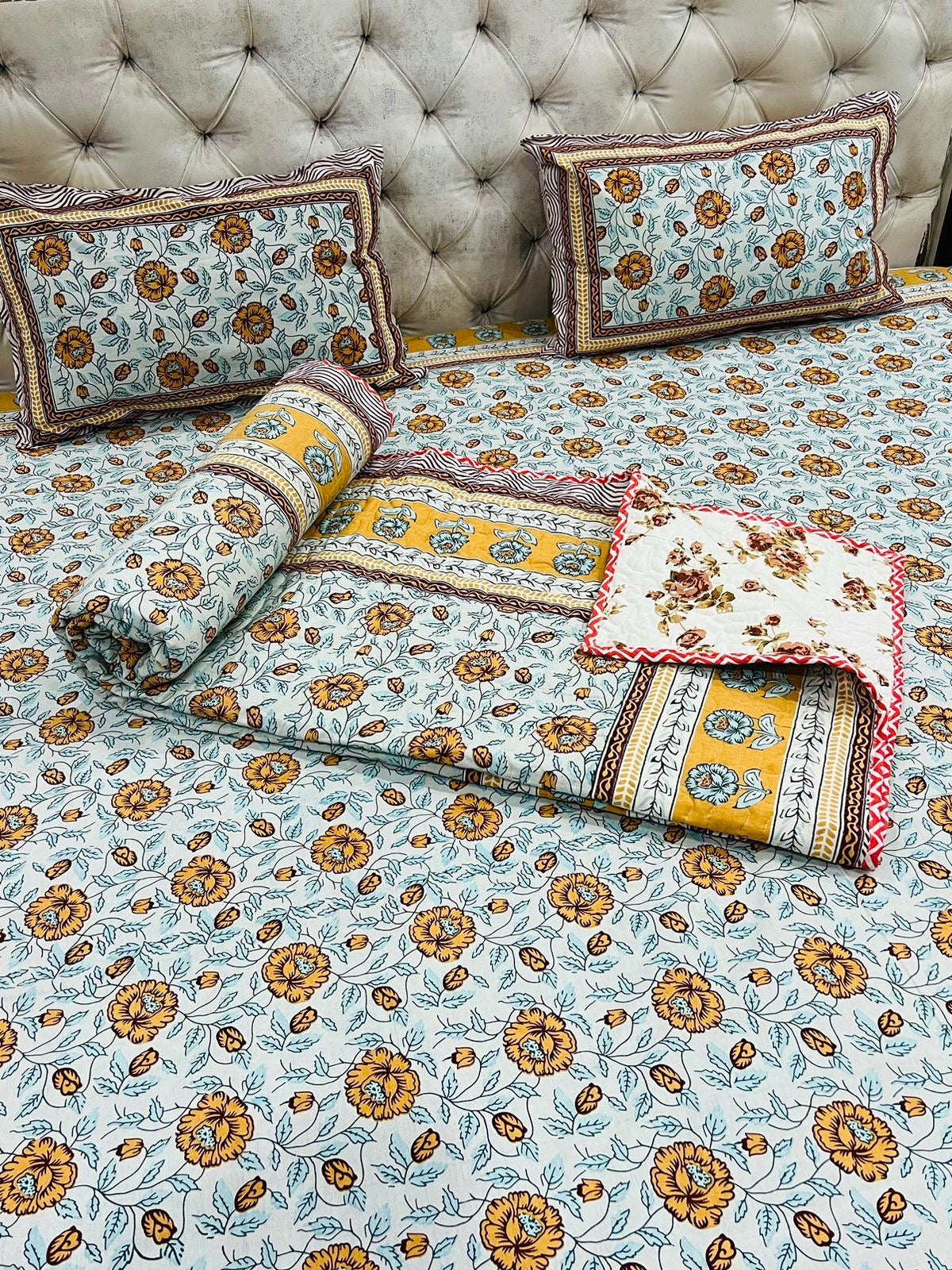 Pure cotton 4 piece bedding set for queen/king size beds offer