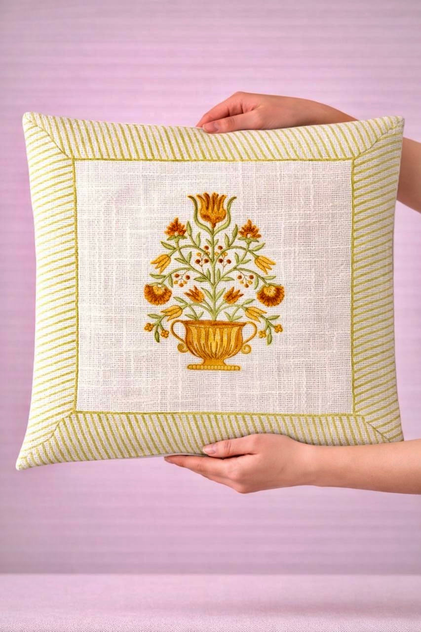 Pure tnt jute textured cotton cushion covers 16x16 inches (set of 5)