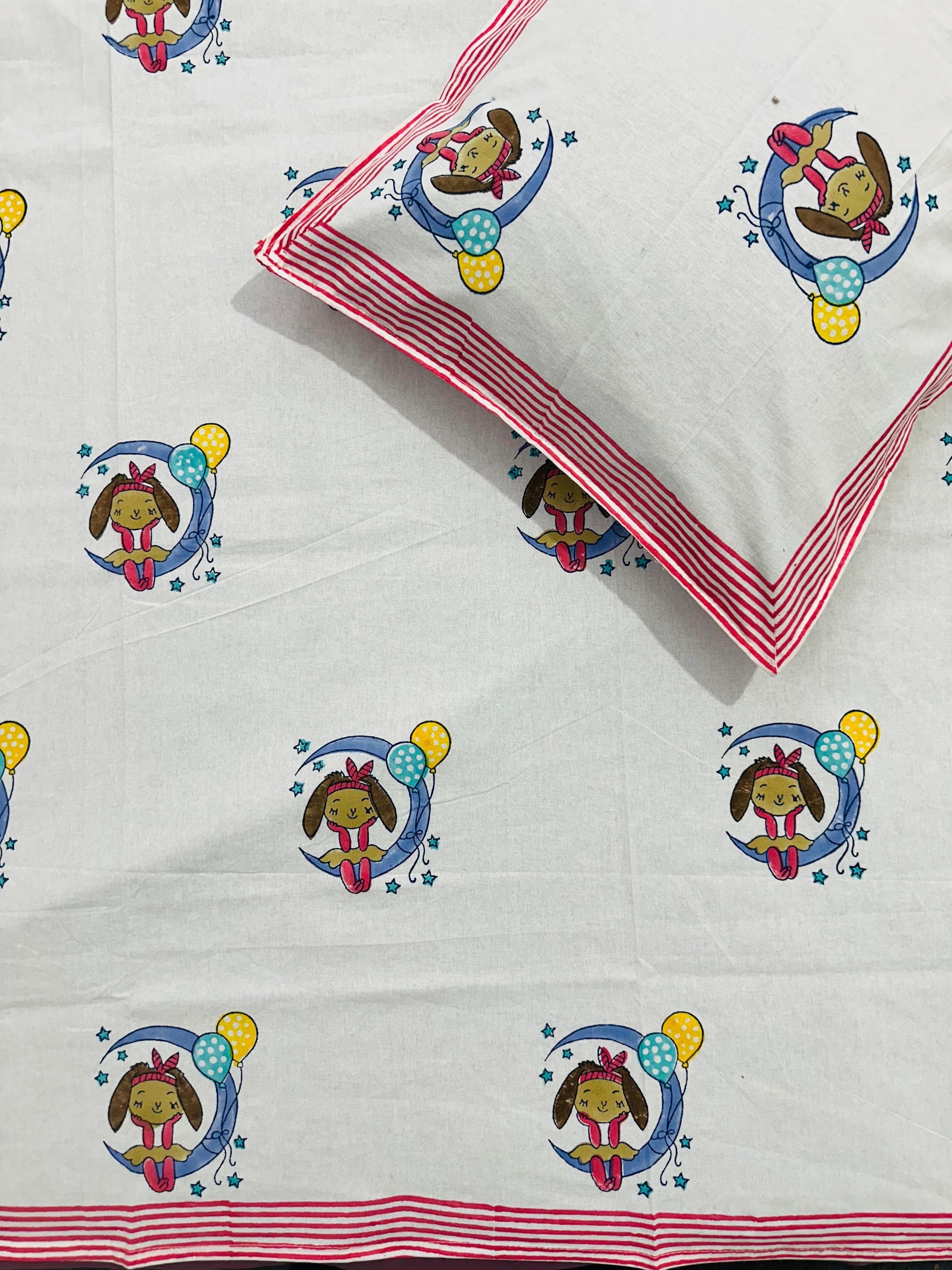 Pure cotton single bedsheets for kids (60x90 inches)