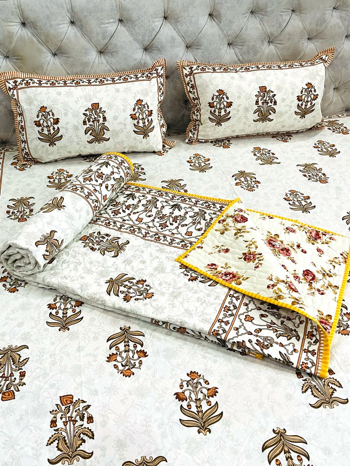 Pure cotton 4 piece bedding set for queen/king size beds offer