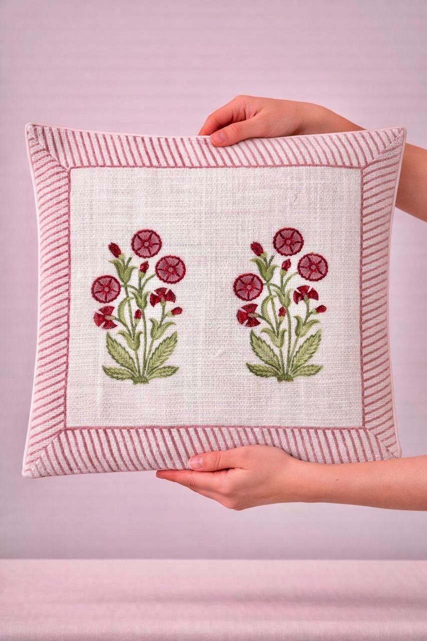 Pure tnt jute textured cotton cushion covers 16x16 inches (set of 5)