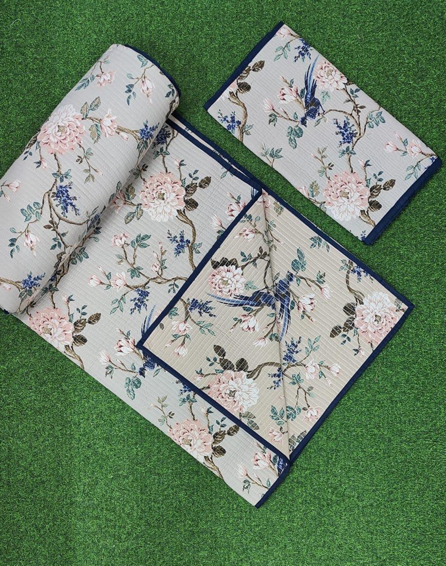 Pure cotton quilted bedcovers with two quilted pillow covers (90x108 inches)