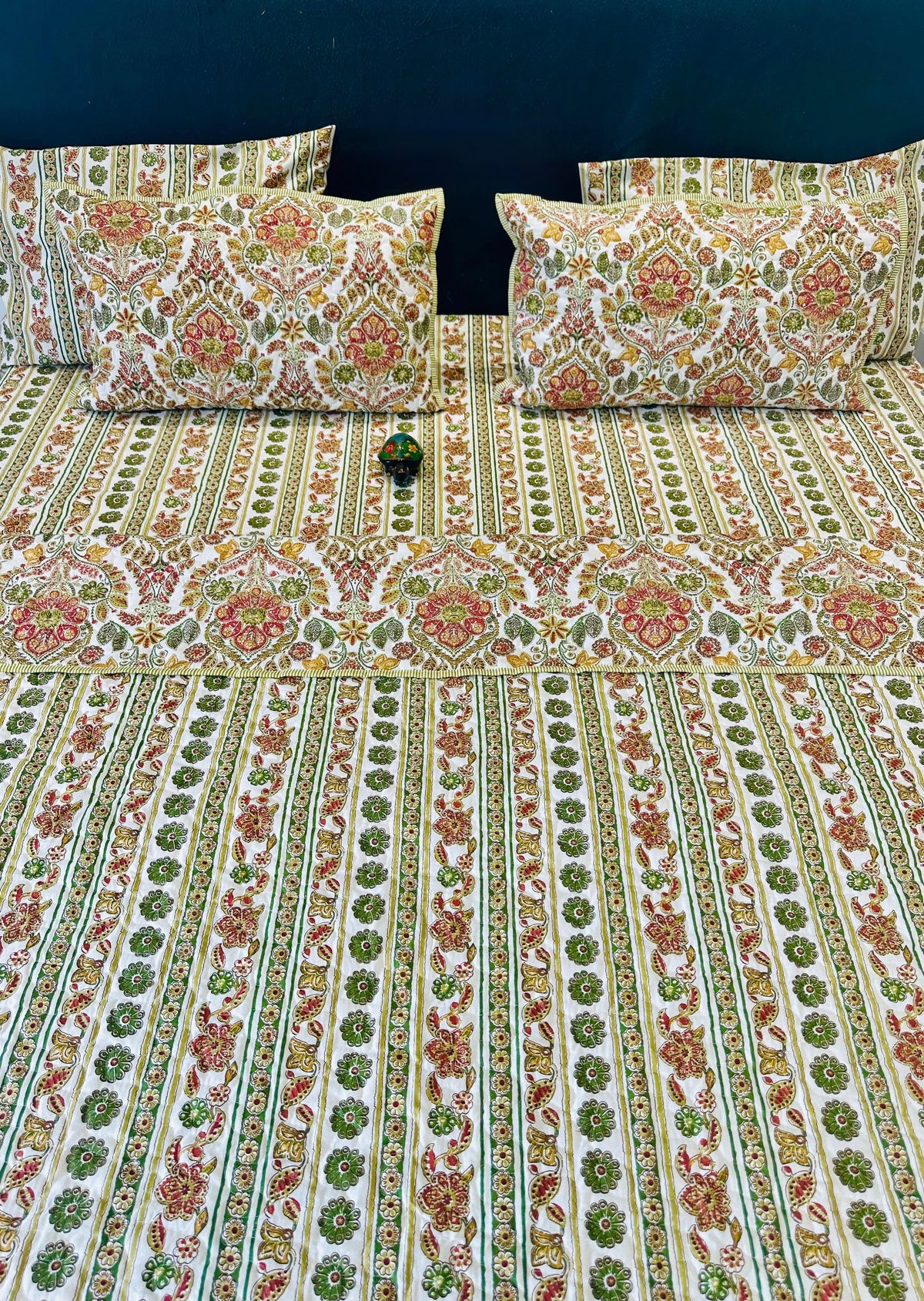 Pure cotton paani jaal quilted printed double bedcovers (90x108 inches)