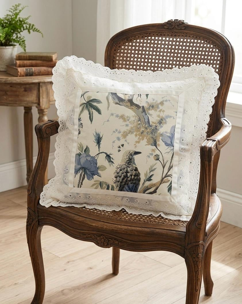Pure cotton laced cushion covers - set of 2