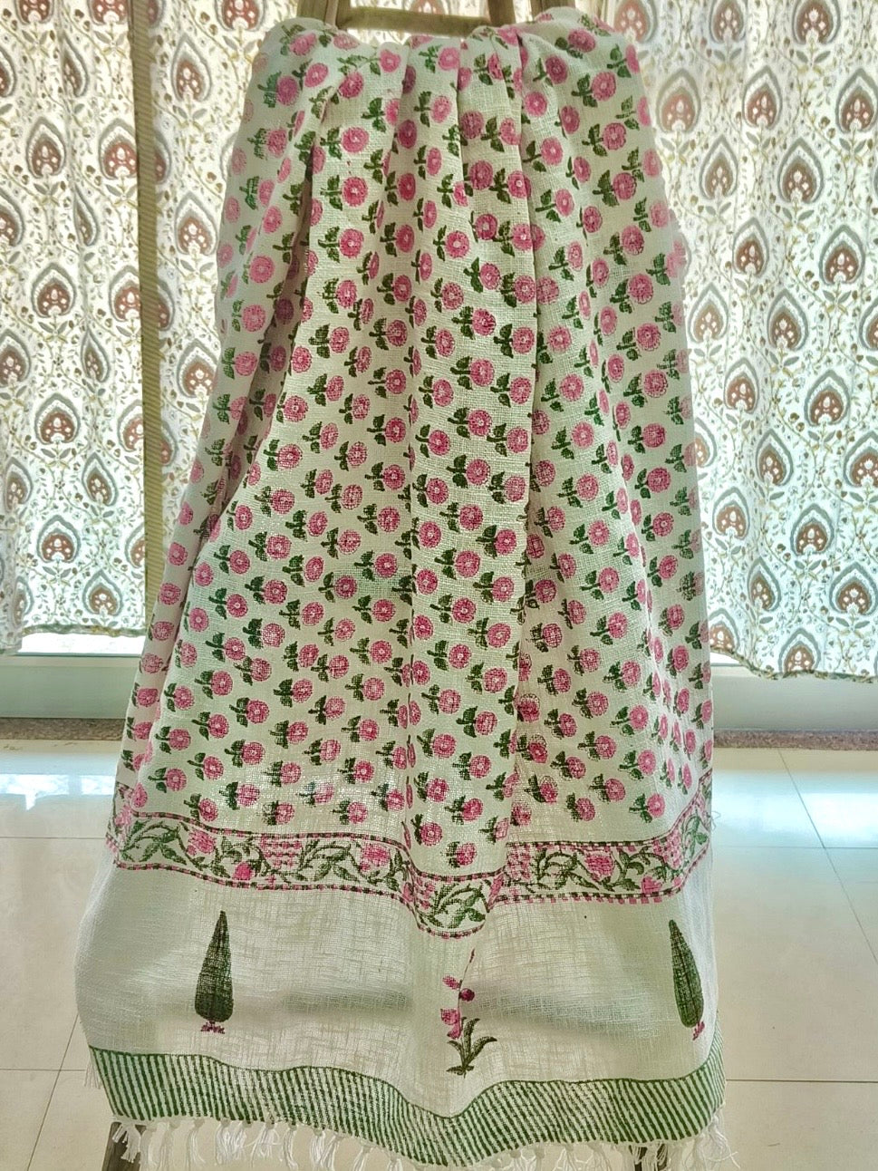 Pure cotton TNT slub hand-block printed sofa throws (50x72 inches)