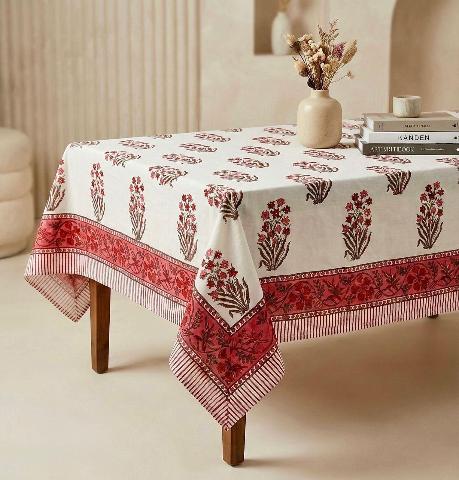 Pure cotton hand-block printed center table/ 4 seater dining table(40x60 inches)