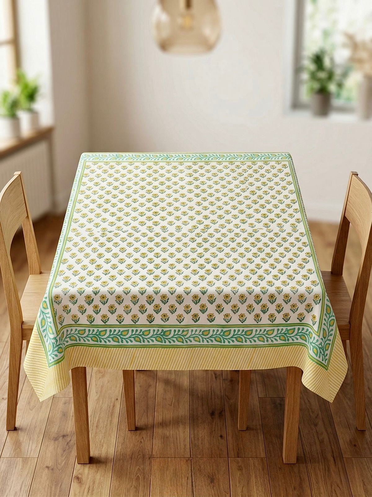 Pure cotton hand-block printed 2 seater square table cover (45x45 inches)