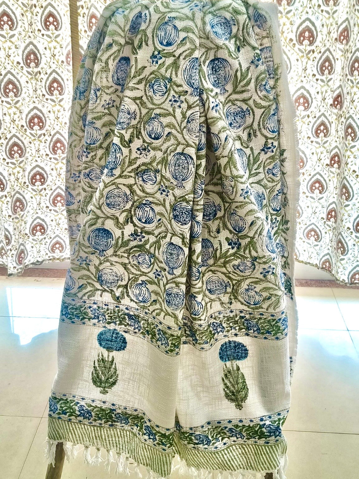 Pure cotton TNT slub hand-block printed sofa throws (50x72 inches)