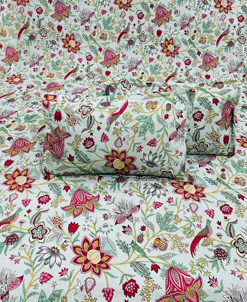 Pure cotton bedsheets double bedsheets with two pillow covers 100x108 inches