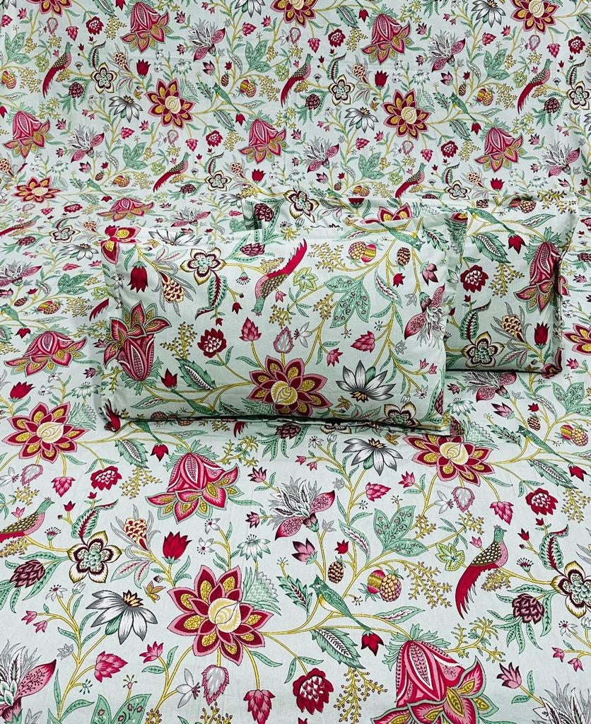 Pure cotton king size bedsheets with two pillow covers for queen and king size beds (100x108 inches) offer